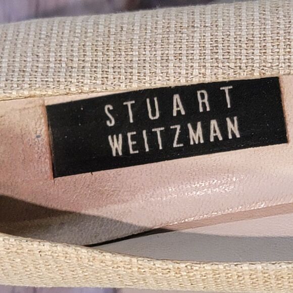 Vintage Stuart Weitzman Women's Beige Square Toe Pump Heels Size 8.5B - Picture 11 of 13